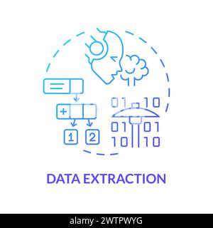 Data extraction blue gradient concept icon Stock Vector