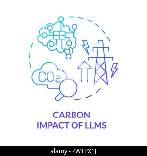 LLMs carbon impact blue gradient concept icon Stock Vector