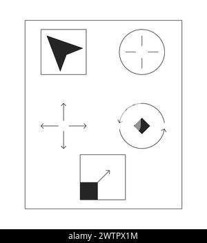 Web site ui design black and white 2D line cartoon objects Stock Vector