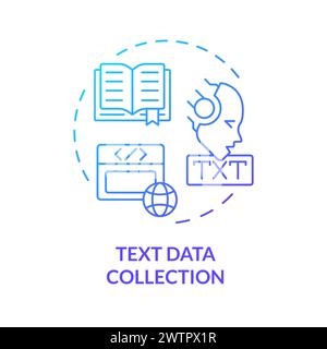 Text data collection blue gradient concept icon Stock Vector