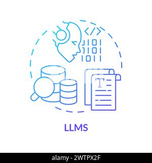 LLM artificial intelligence blue gradient concept icon Stock Vector