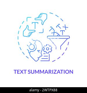 Text summarization blue gradient concept icon Stock Vector