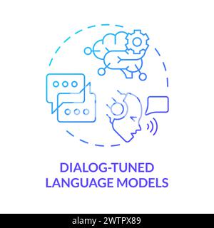 Dialog-tuned language models blue gradient concept icon Stock Vector