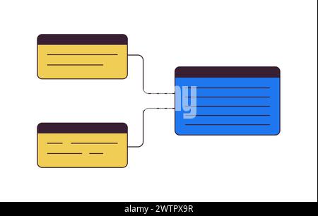 Coder parts integration 2D linear cartoon object Stock Vector