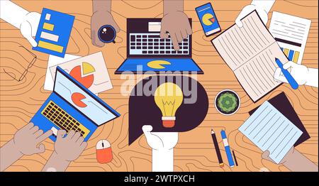 Business idea 2D linear illustration concept Stock Vector