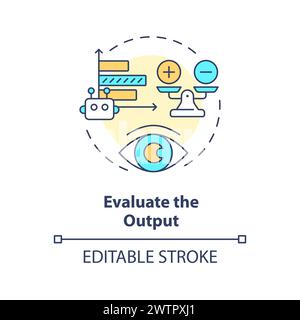 Evaluate output multi color concept icon Stock Vector