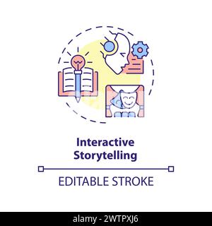 Interactive storytelling multi color concept icon Stock Vector