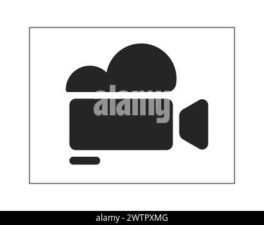 Vintage video camera in frame black and white 2D line cartoon object Stock Vector
