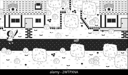 Walkthrough adventure game black and white line illustration Stock Vector