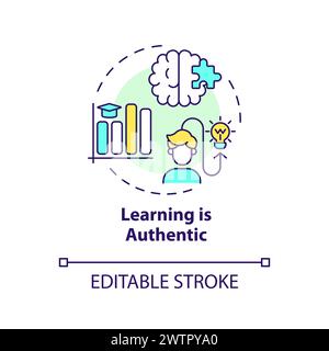 Learning is authentic multi color concept icon Stock Vector