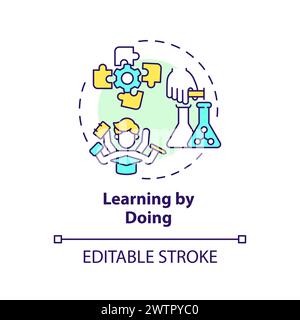 Learning by doing multi color concept icon Stock Vector