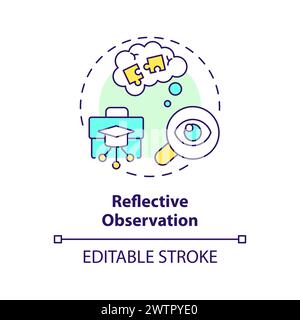 Reflective observation multi color concept icon Stock Vector