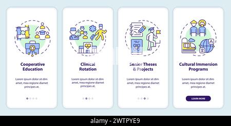 Experiential education types onboarding mobile app screen Stock Vector