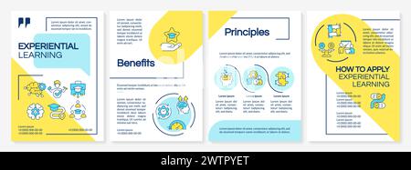 Hands-on education blue and yellow brochure template Stock Vector