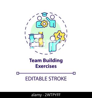 Team building exercise multi color concept icon Stock Vector