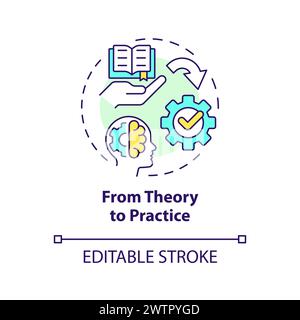 From theory to practice multi color concept icon Stock Vector