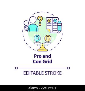 Pro and con grid multi color concept icon Stock Vector