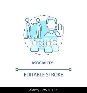 Asociality soft blue concept icon Stock Vector