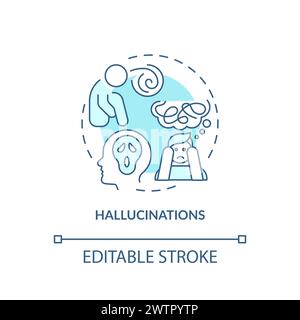 Hallucination, neurology illness soft blue concept icon Stock Vector