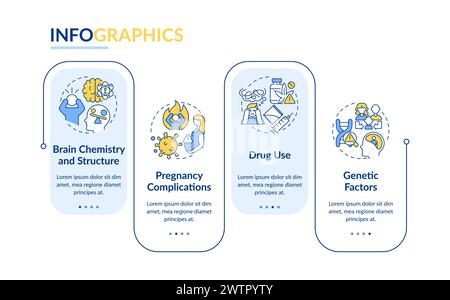 Schizophrenia causes rectangle infographic template Stock Vector