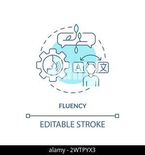 Fluency, language proficiency soft blue concept icon Stock Vector