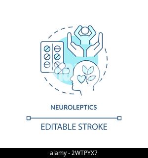 Neuroleptics medication soft blue concept icon Stock Vector