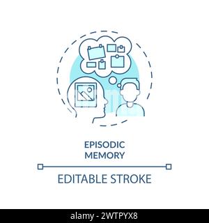 Episodic memory, adhd soft blue concept icon Stock Vector