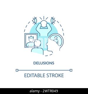 Delusion mental illness soft blue concept icon Stock Vector