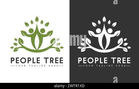 People Tree Logo Design Healthy Life Logo type Stock Vector