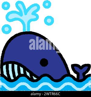 whale cartoon roughen filled outline icon for decoration, website, web, mobile app, printing, banner, logo, poster design, etc. Stock Vector