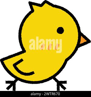 yellow chicken cartoon roughen filled outline icon for decoration, website, web, mobile app, printing, banner, logo, poster design, etc. Stock Vector