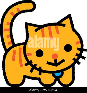 kitten cartoon roughen filled outline icon for decoration, website, web, mobile app, printing, banner, logo, poster design, etc. Stock Vector