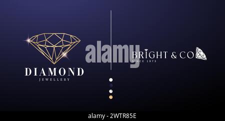vector illustration Diamond Luxury jewelry logotype symbols isolated backgrounds for Branding and identity design, corporate mark logotype, Conceptual Stock Vector