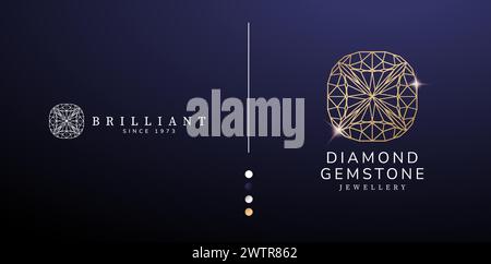 Vector illustration Diamond Jewelry logo designs or Luxury golden diamond symbols isolated backgrounds for Branding and identity designs corporate Stock Vector