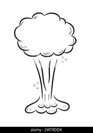 Explosion bomb doodle smoke or cloud, bomb element. Comic wow, boom, bam smoke sketch elements Stock Vector