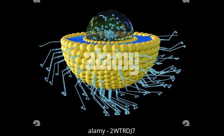 3d rendering of liposome conjugated polyethylene glycol and biotin Stock Photo