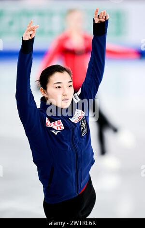 Kaori SAKAMOTO (JPN), during Women Practice, at the ISU World Figure Skating Championships 2024, at Bell Centre, on March 18, 2024 in Montreal, Canada. Credit: Raniero Corbelletti/AFLO/Alamy Live News Stock Photo