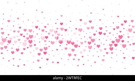 Love like background. Flying pink hearts frame for social media and decoration for valentine and mothers day. Vector border Stock Vector