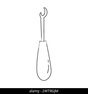 Hand drawn seam ripper for tailors, sewers isolated on white bg Stock Vector