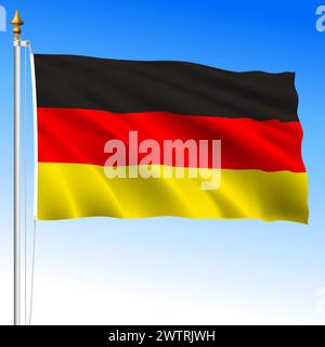 Federal Republic of Germany official waving flag, European Union, vector illustration Stock Vector