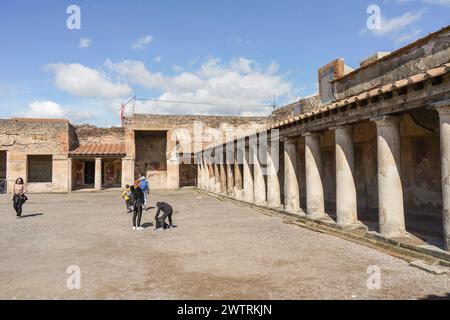 Square at the Stabian Baths, Terme Stabiane, bathhouse in the ancient city of Pompeii, Naples, Italy Stock Photo