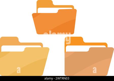 Folders icon, File icon. Folder data Open and close concept. computer storage media server data backup. colorful File symbol Blank folder vector. Stock Vector