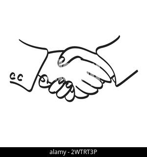 handshake of two business people illustration vector hand drawn isolated on white background Stock Vector