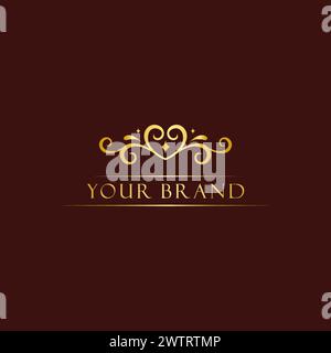 Love Floral Vintage Motif Logo. Wedding Logo Stock Vector
