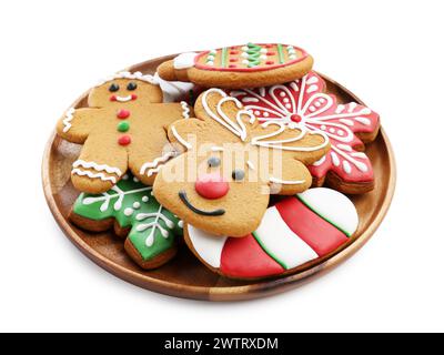 Different tasty Christmas cookies isolated on white Stock Photo