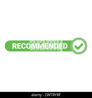 green vector recommended label on white background Stock Vector