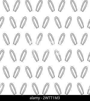 Vector seamless pattern of hand drawn doodle sketch rabbit bunny ears isolated on white background Stock Vector