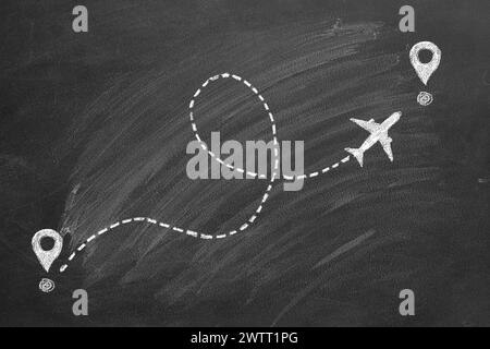 illustration of airline route on world map Stock Photo - Alamy