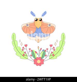Dryocampa, cute maple moth, cartoon,concept for t-shirt print, design, on white background Dryocampa, cute maple moth, cartoon,concept for t-shirt pri Stock Vector
