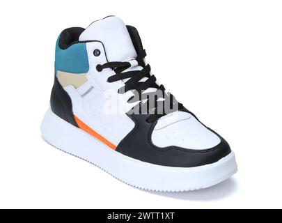 trendy and fashionable light wieght sneakers isolated on white background Stock Photo